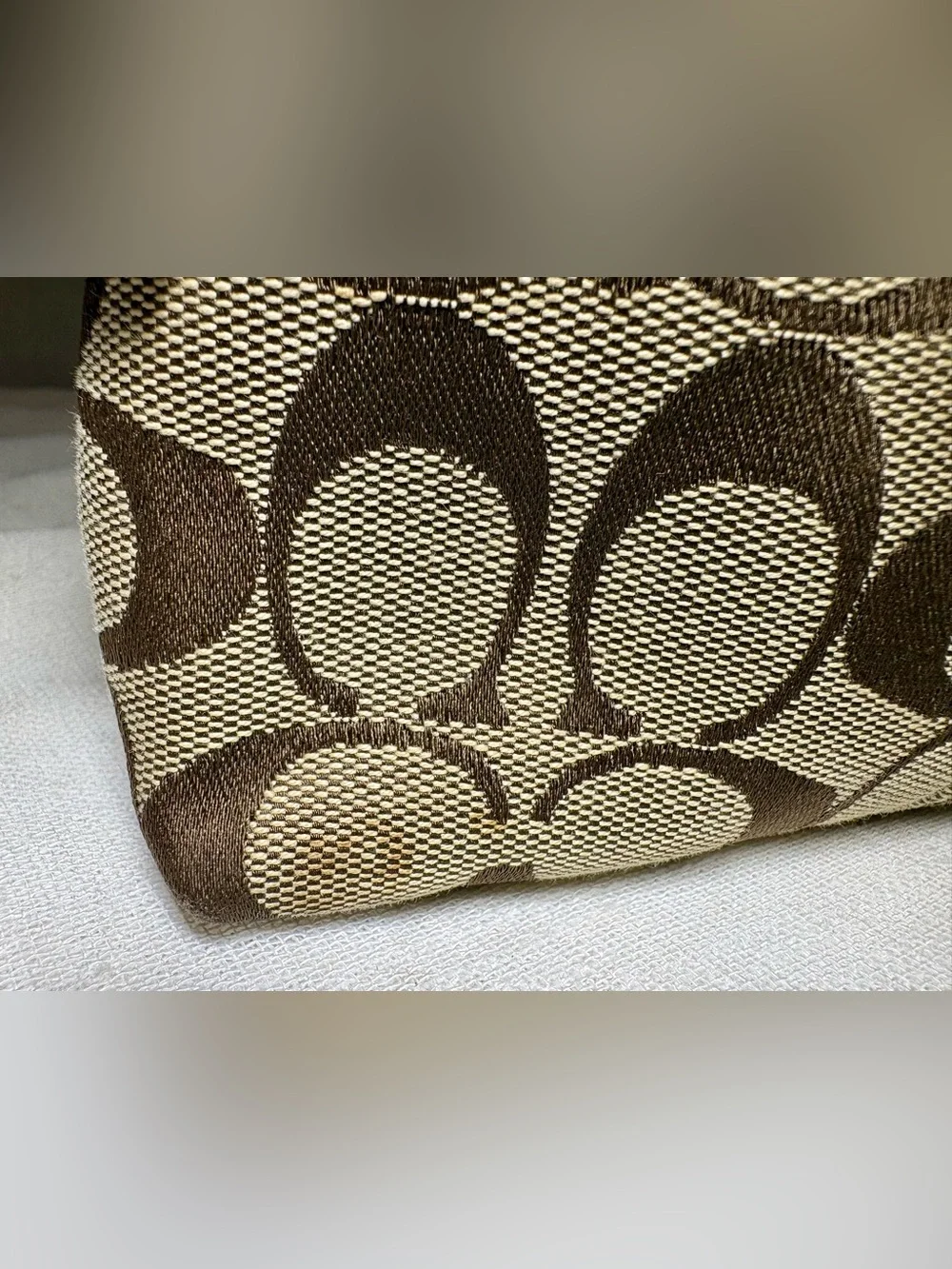 Vintage Y2K Coach 42026 Signature Jacquard Gold Turnlock Mini Shoulder Bag Purse